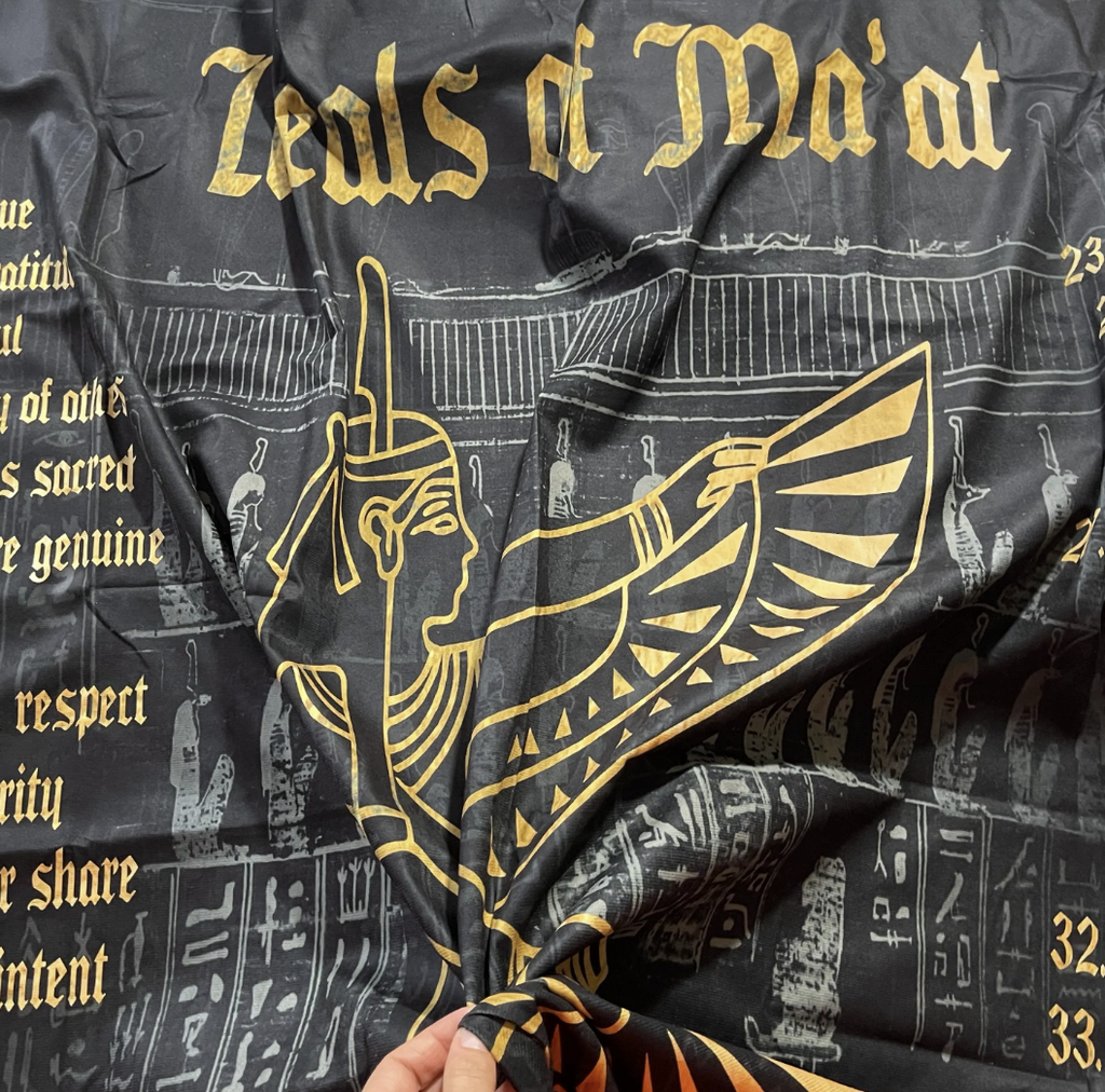 Close-up of Ma'at tapestry fabric detail